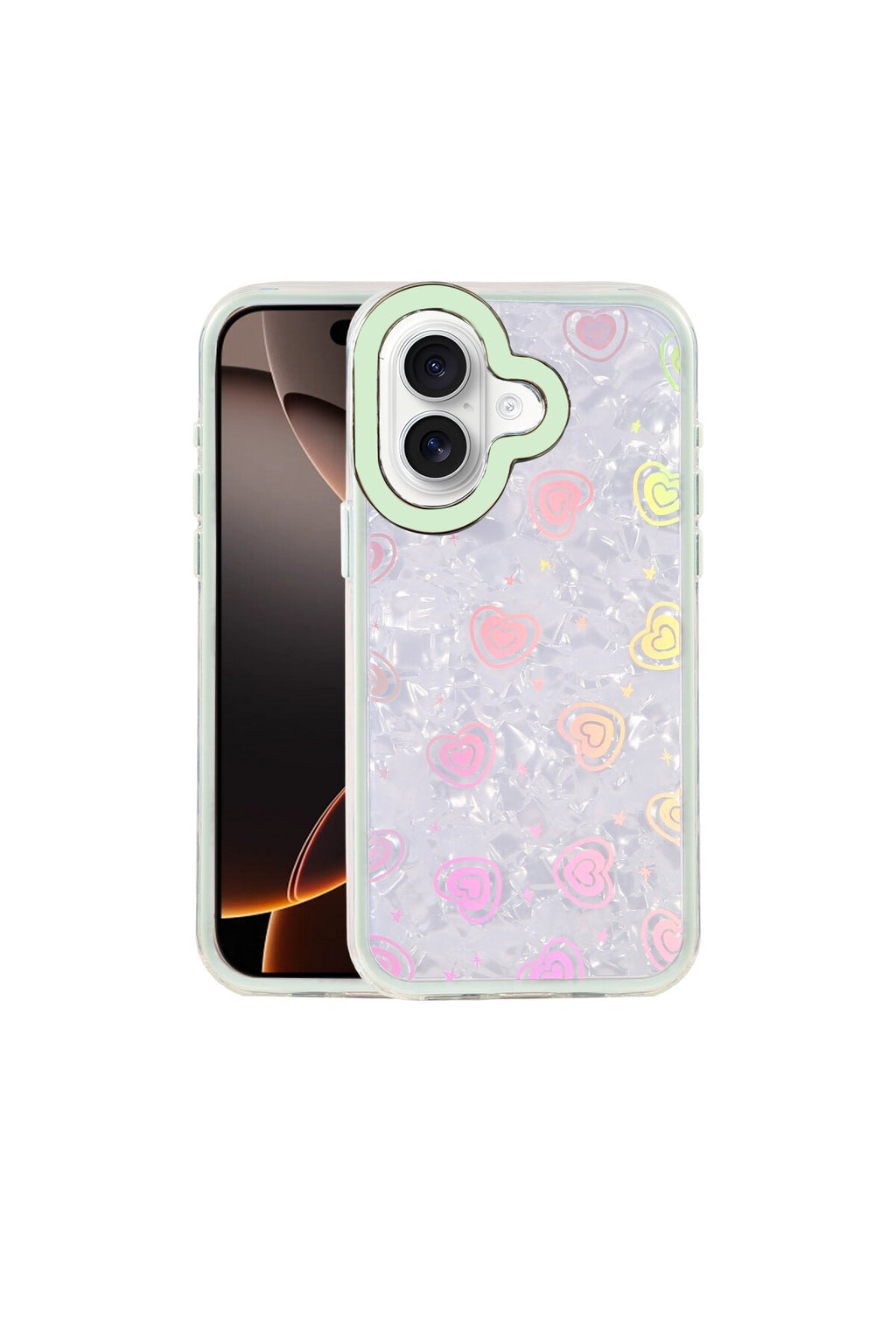 Apple iPhone 16 Uyumlu Lumi Desenli Kapak - Yeşil