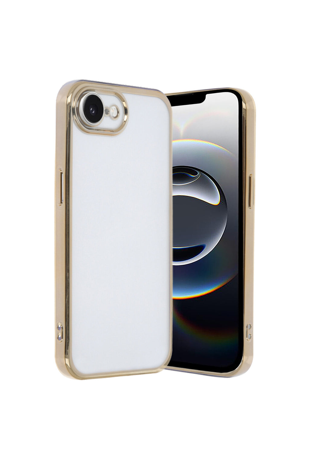 Apple iPhone 16E Uyumlu Kılıf Lensli Silikon - Gold
