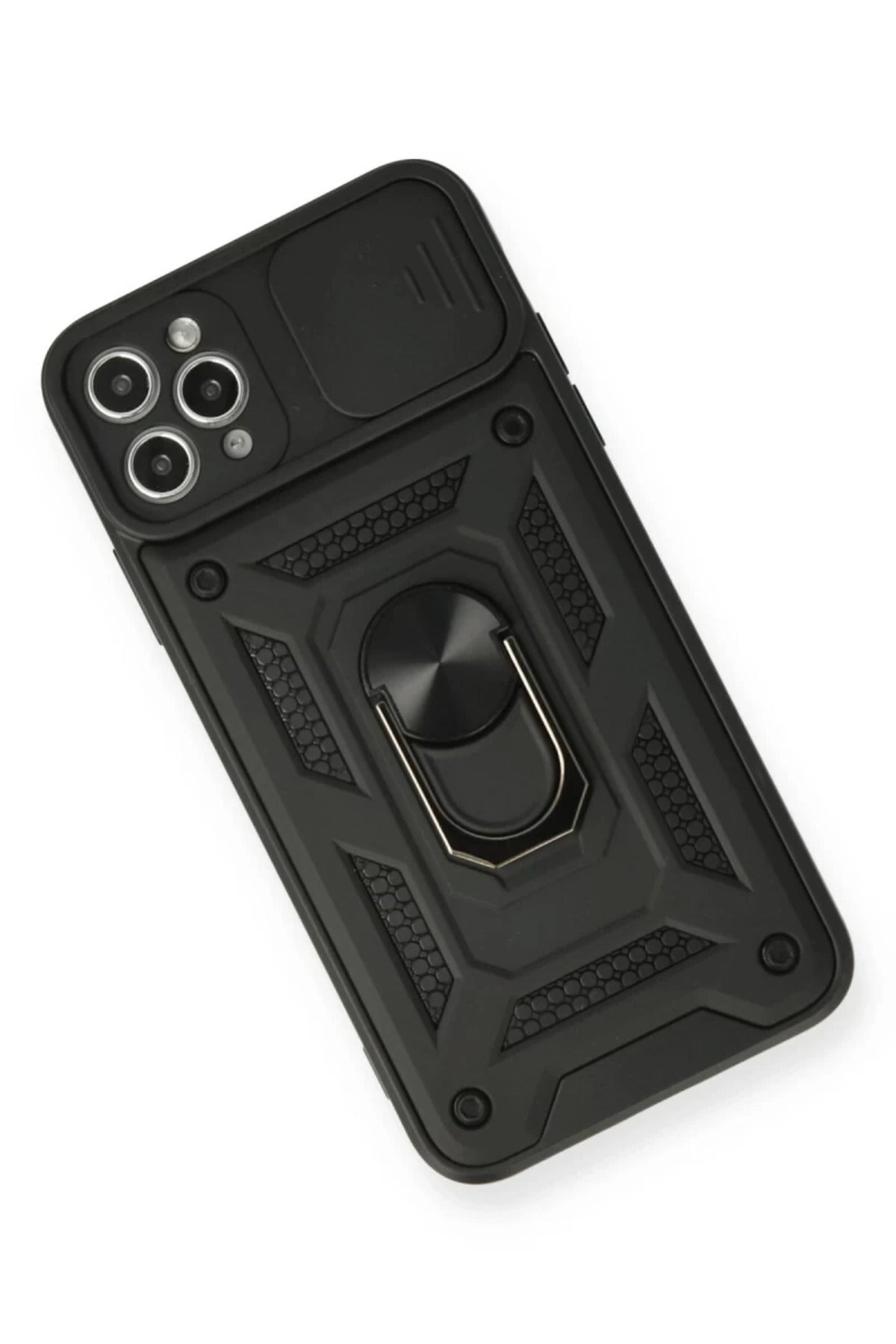 Apple iPhone 11 Pro Uyumlu Kılıf Pars Lens Yüzüklü Silikon - Siyah