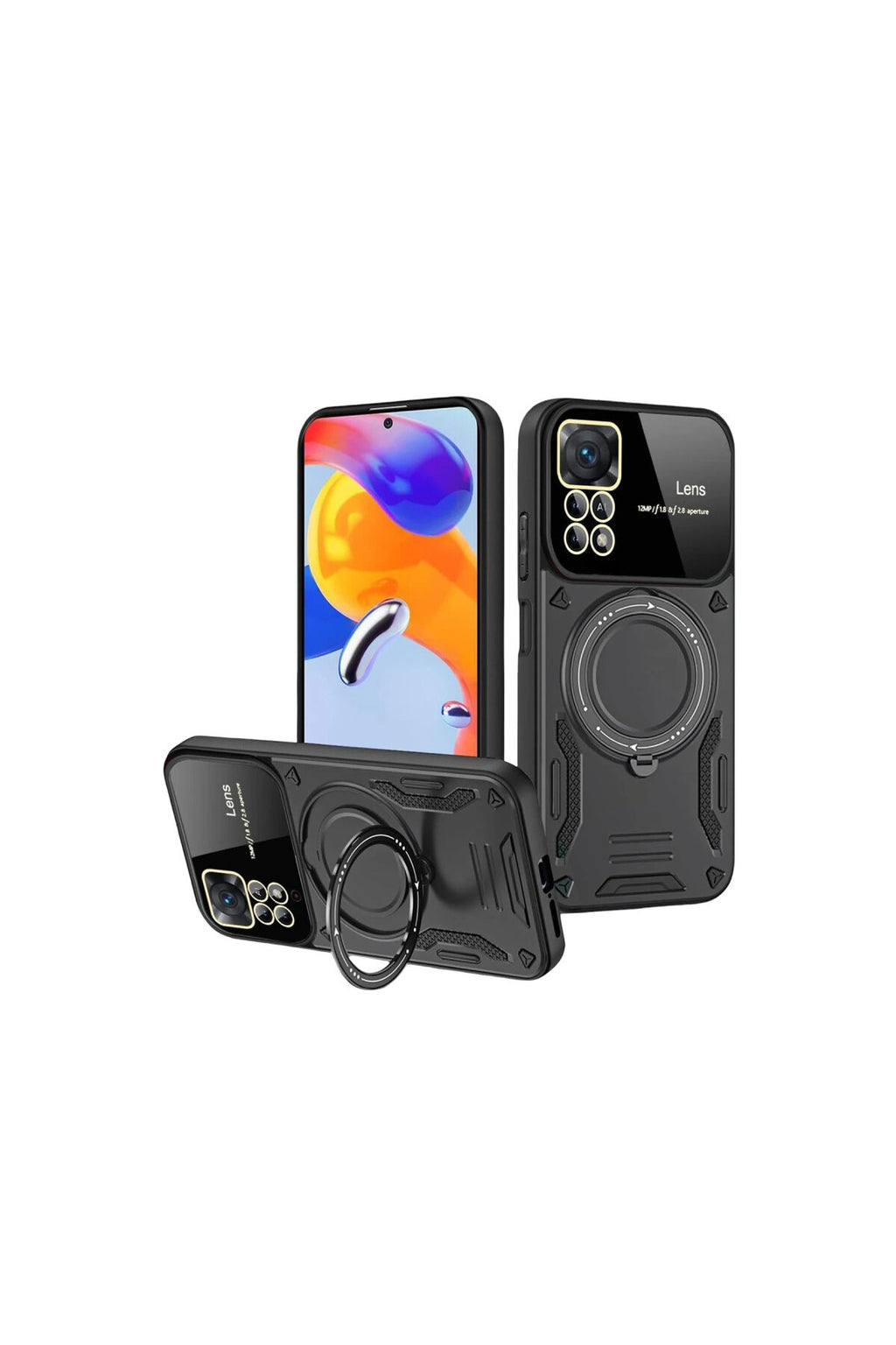Realme 11 Pro Plus Uyumlu Joy Lens Standlı Kapak - Siyah