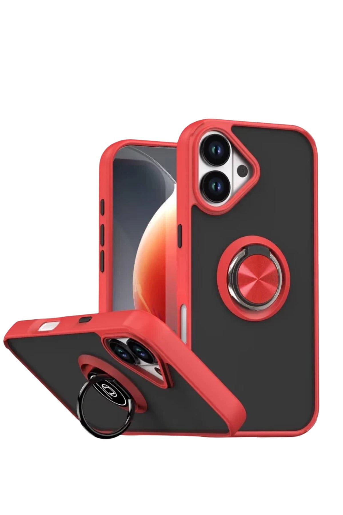 Apple iPhone 17 Uyumlu Montreal Yüzüklü Silikon Kapak - Kırmızı