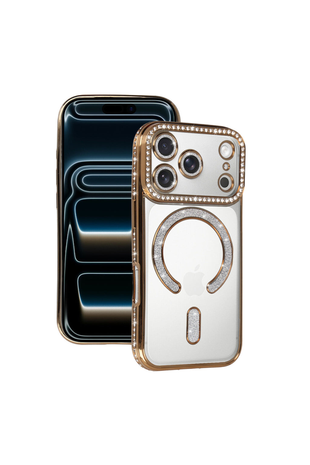 Apple iPhone 17 Pro Max Uyumlu Joke Simli Magneticsafe Kılıf - Gold