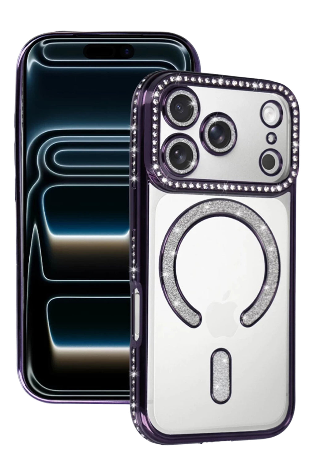 Apple iPhone 17 Pro Uyumlu Joke Simli Magneticsafe Kılıf - Derin Mor