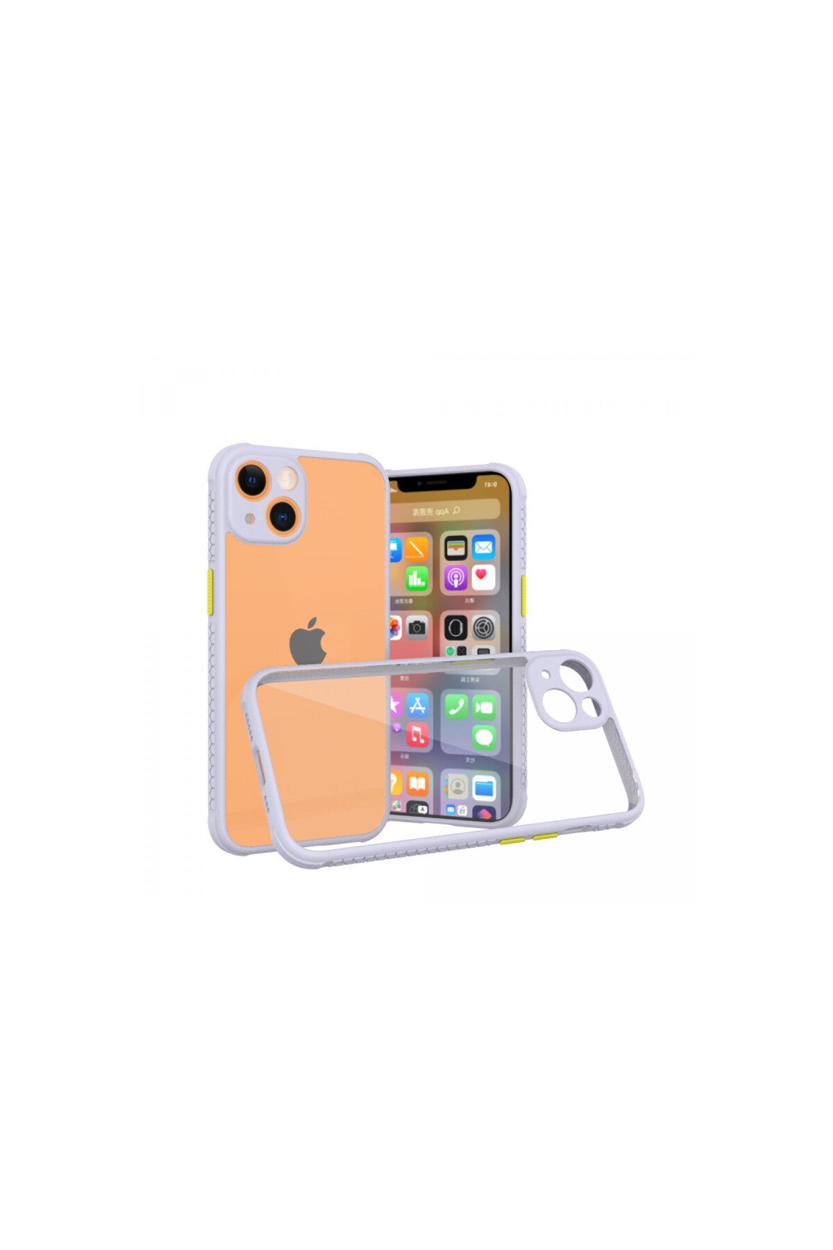 Apple iPhone 13 Mini Uyumlu Kılıf Miami Şeffaf Silikon - Lila