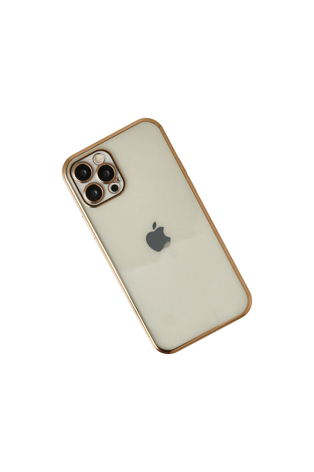 Apple iPhone 12 Pro Uyumlu Kılıf Lensli Silikon - Gold