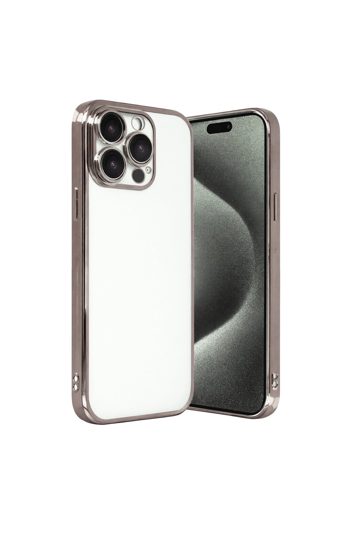 Apple iPhone 15 Pro Max Uyumlu Lensli Silikon - Titan Gri