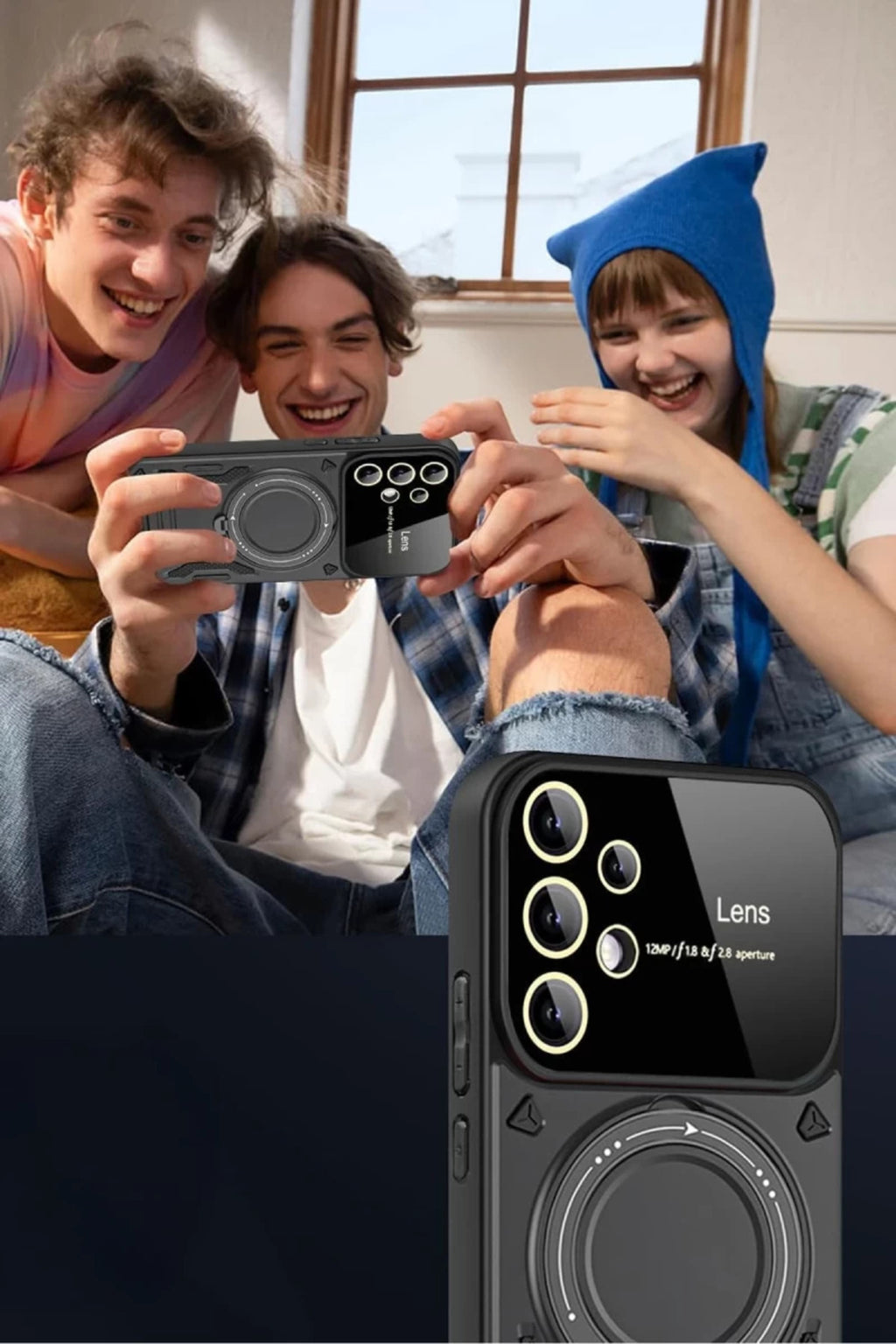 Samsung Galaxy S25 Ultra Uyumlu Kılıf Joy Lens Standlı Kapak - Mor