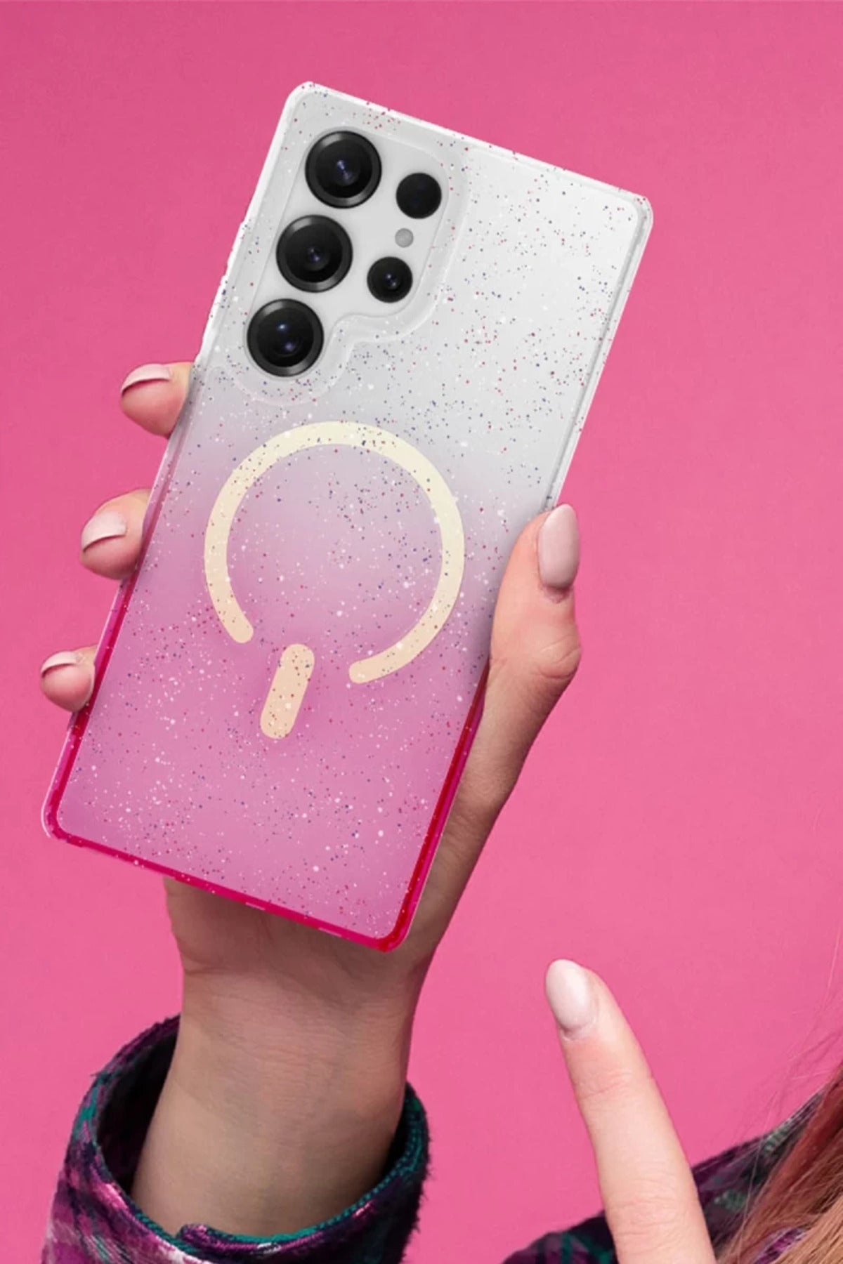 Samsung Galaxy S25 Plus Uyumlu Pummel Shiny Magsafe Kapak - Pembe
