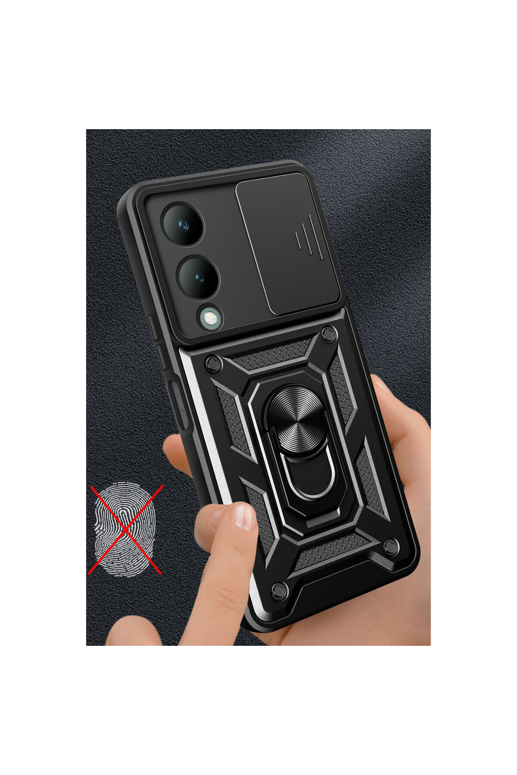 Vivo Y17S Uyumlu Kılıf Pars Lens Yüzüklü Silikon - Yeşil