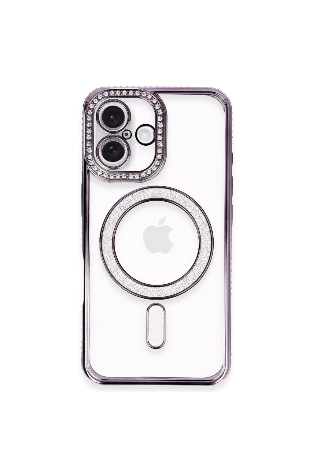 Apple iPhone 16 Plus Uyumlu Kılıf Joke Simli Magneticsafe Kılıf - Derin Mor