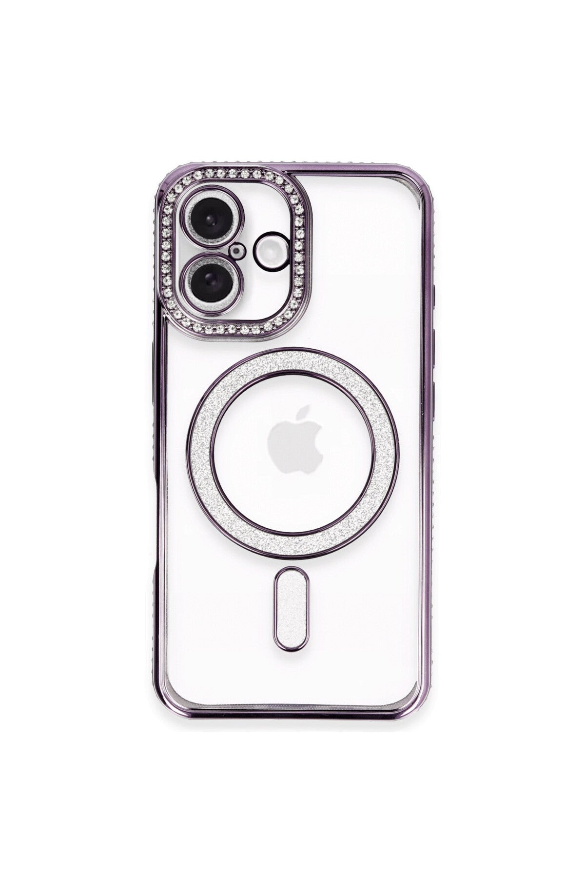 Apple iPhone 16 Plus Uyumlu Kılıf Joke Simli Magneticsafe Kılıf - Derin Mor