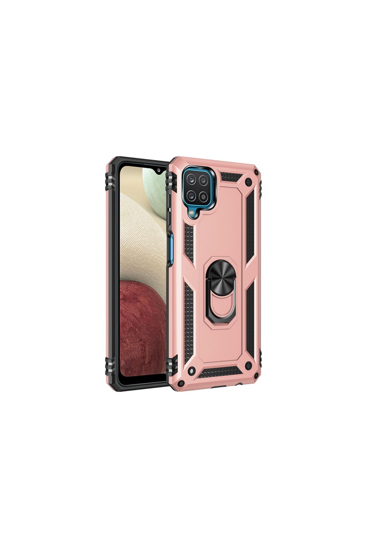 Samsung Galaxy A22 Uyumlu Kılıf Sofya Yüzüklü Silikon Kapak - Rose