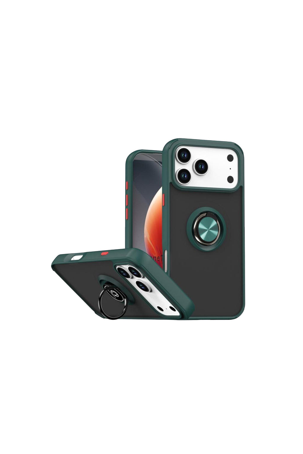 Apple iPhone 17 Pro Max Uyumlu Montreal Yüzüklü Silikon Kapak - Yeşil