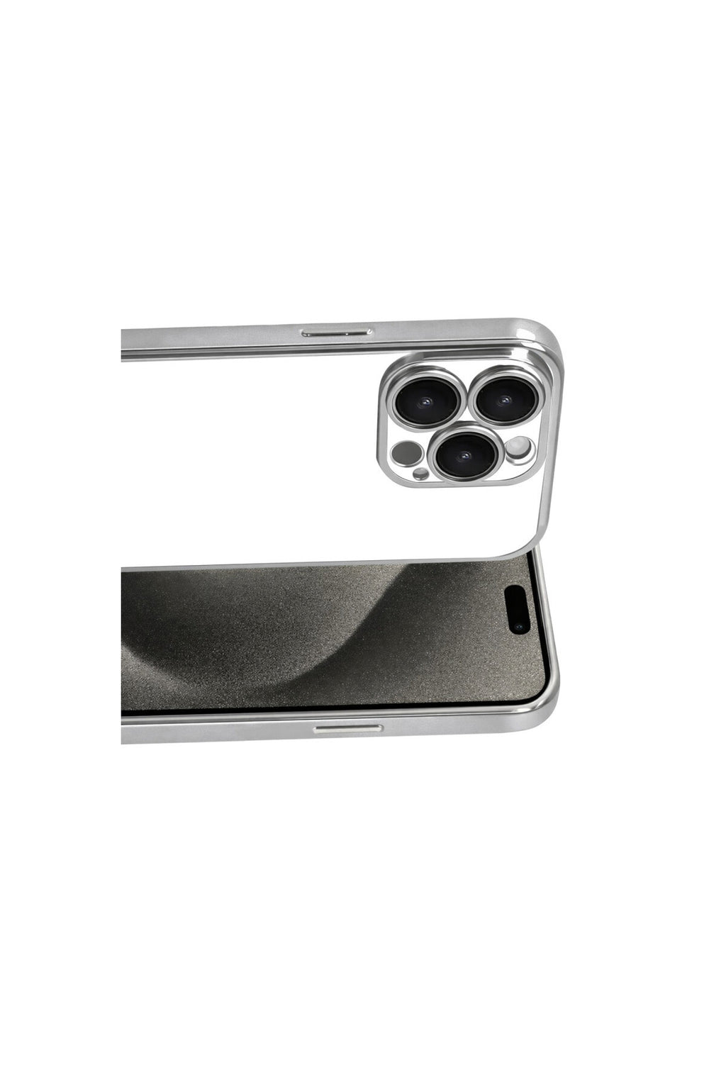 Apple iPhone 15 Pro Max Uyumlu Lensli Silikon - Gümüş