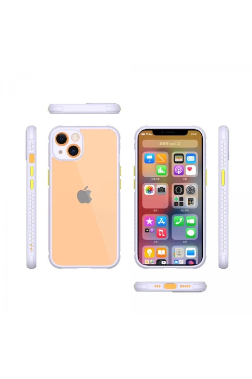 Apple iPhone 13 Mini Uyumlu Kılıf Miami Şeffaf Silikon - Lila