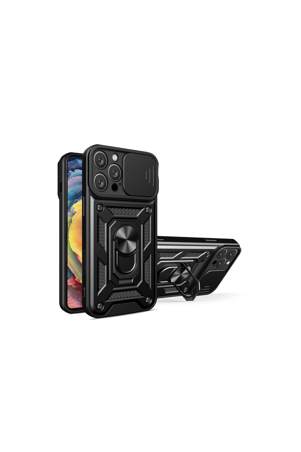 Apple iPhone 16 Pro Max Uyumlu Kılıf Pars Lens Yüzüklü Silikon - Siyah