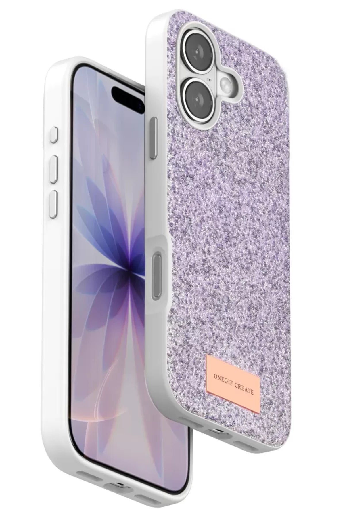 Onegif Apple iPhone 17 Uyumlu Bright Simli Kapak - Lila