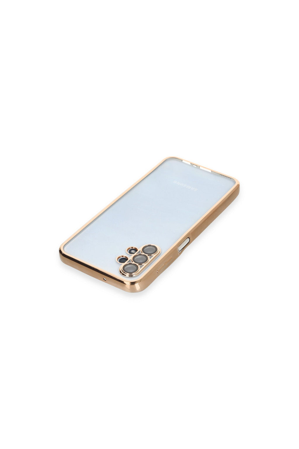 Samsung Galaxy A13 4G Uyumlu Kılıf Lensli Silikon - Gold
