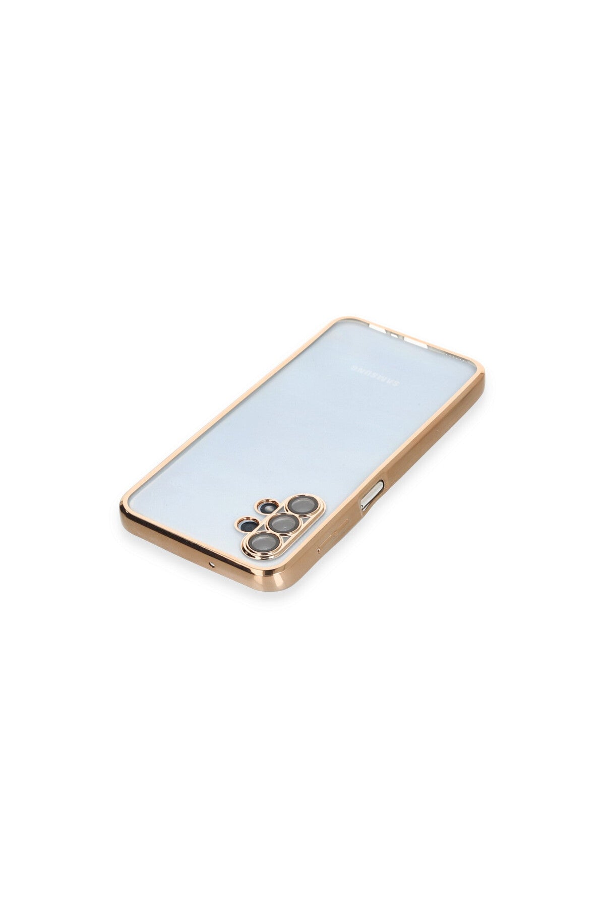 Samsung Galaxy A13 4G Uyumlu Kılıf Lensli Silikon - Gold