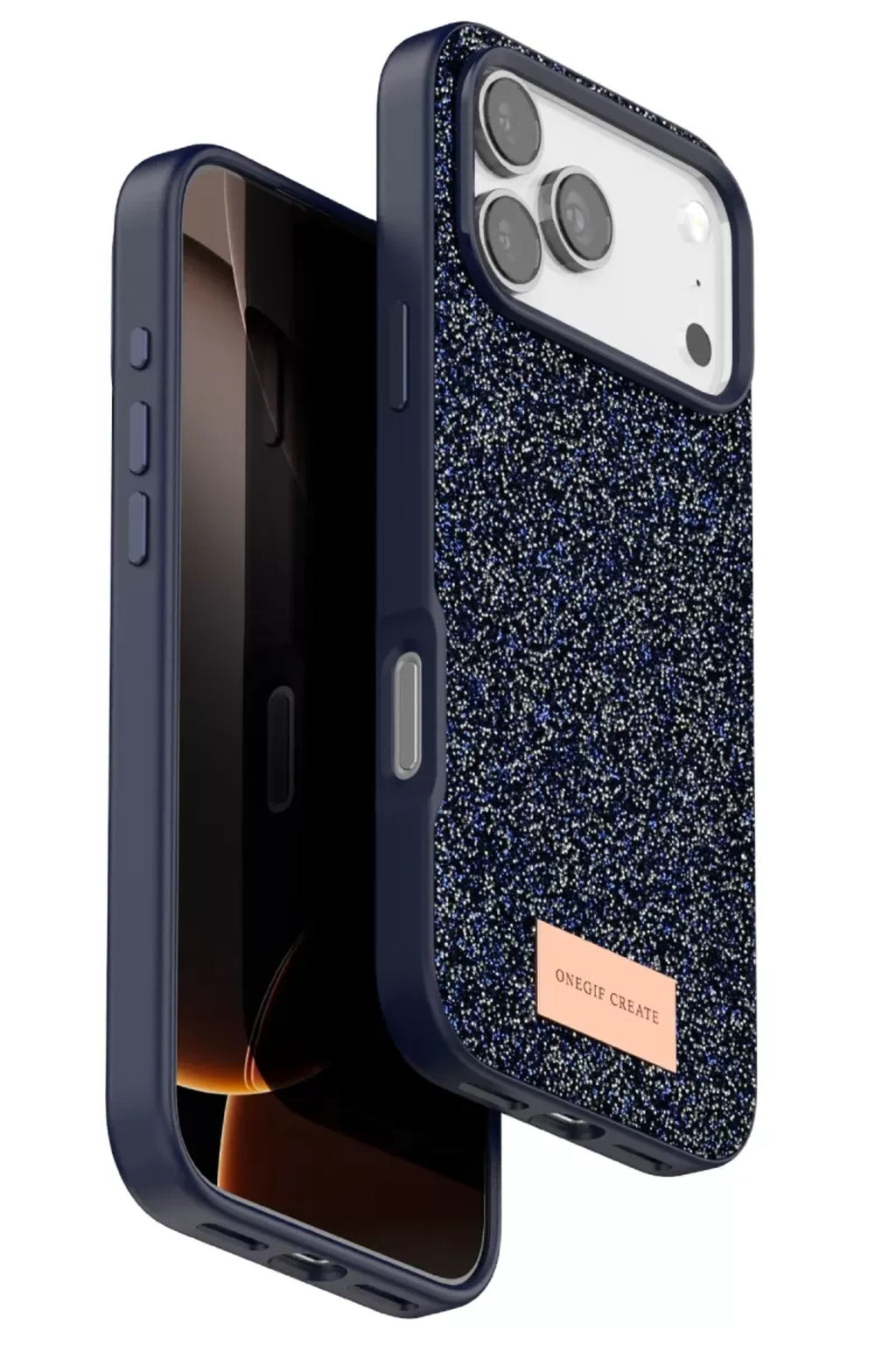 Onegif Apple iPhone 17 Pro Max Uyumlu Bright Simli Kapak - Mavi