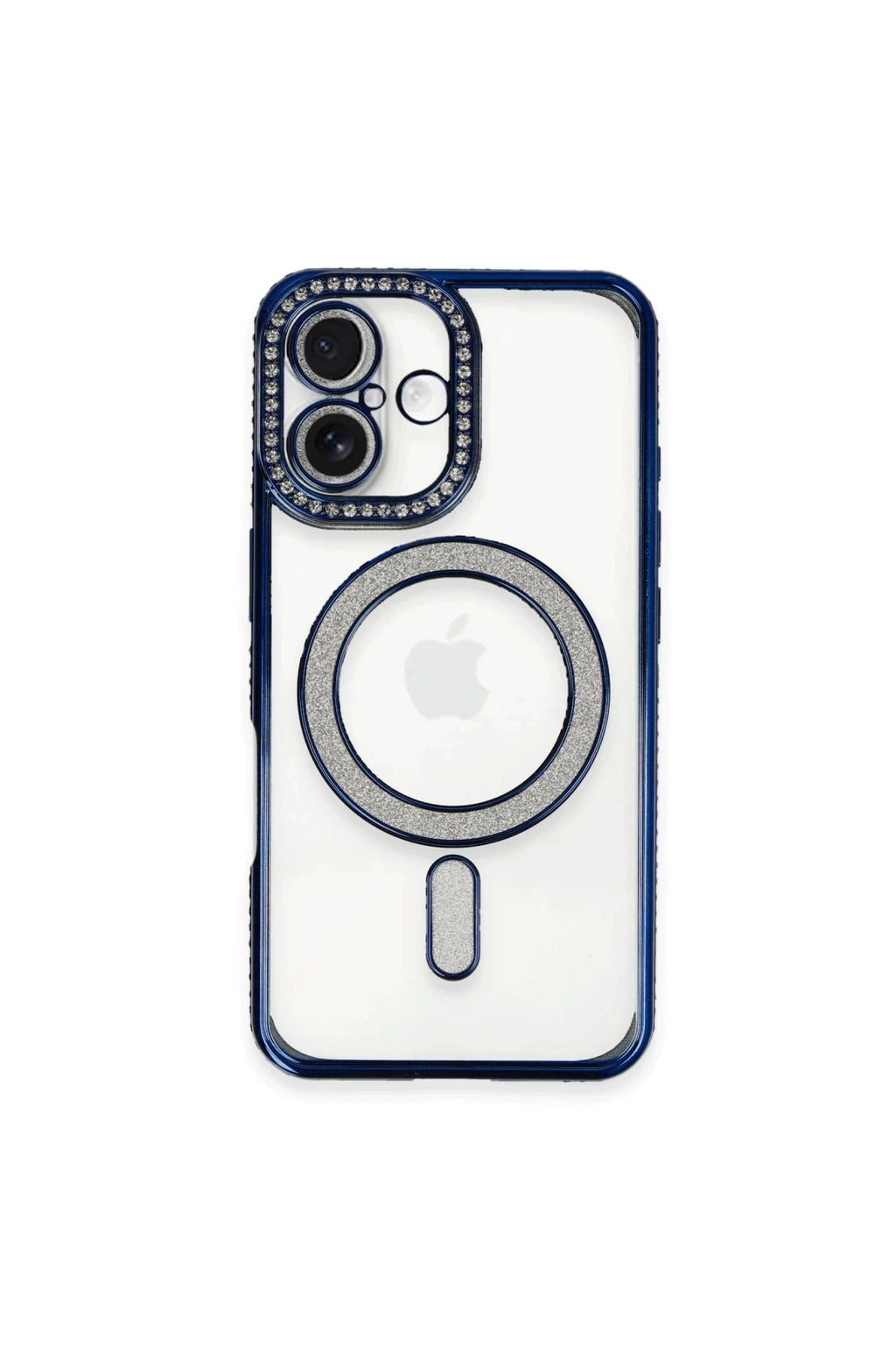 Apple iPhone 16 Plus Uyumlu Kılıf Joke Simli Magneticsafe Kılıf - Lacivert