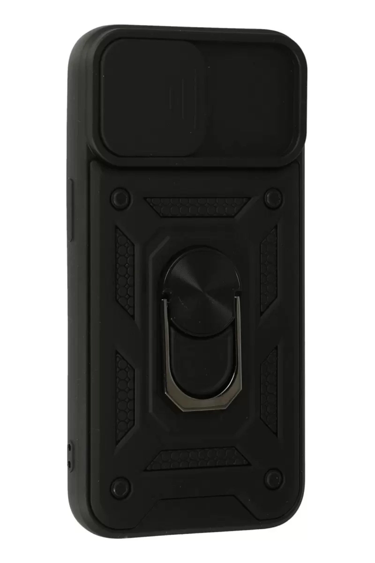 Apple iPhone 15 Uyumlu Kılıf Pars Lens Yüzüklü Silikon - Siyah