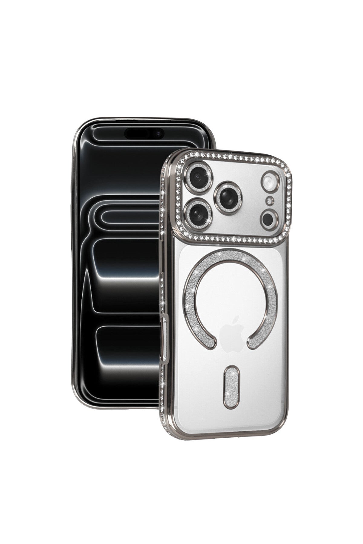 Apple iPhone 17 Pro Uyumlu Joke Simli Magneticsafe Kılıf - Gümüş