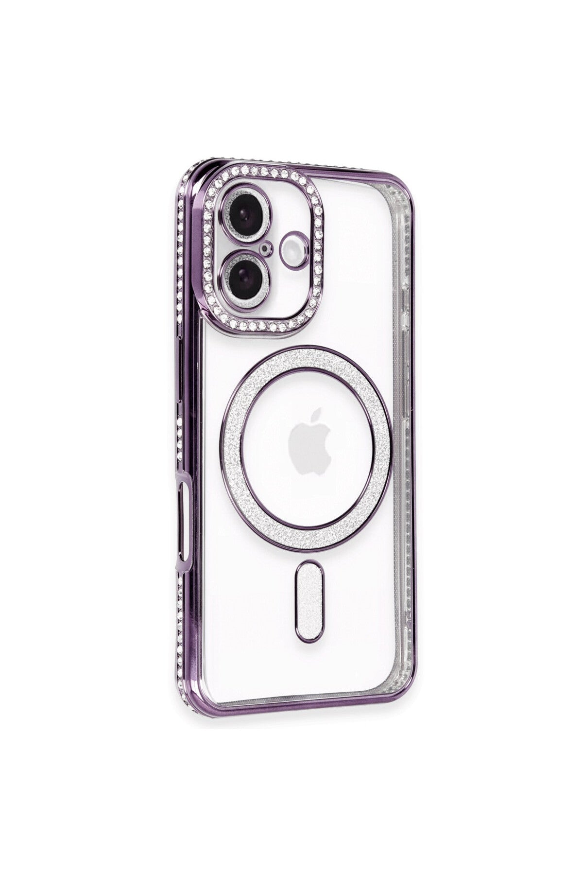 Apple iPhone 16 Plus Uyumlu Kılıf Joke Simli Magneticsafe Kılıf - Derin Mor