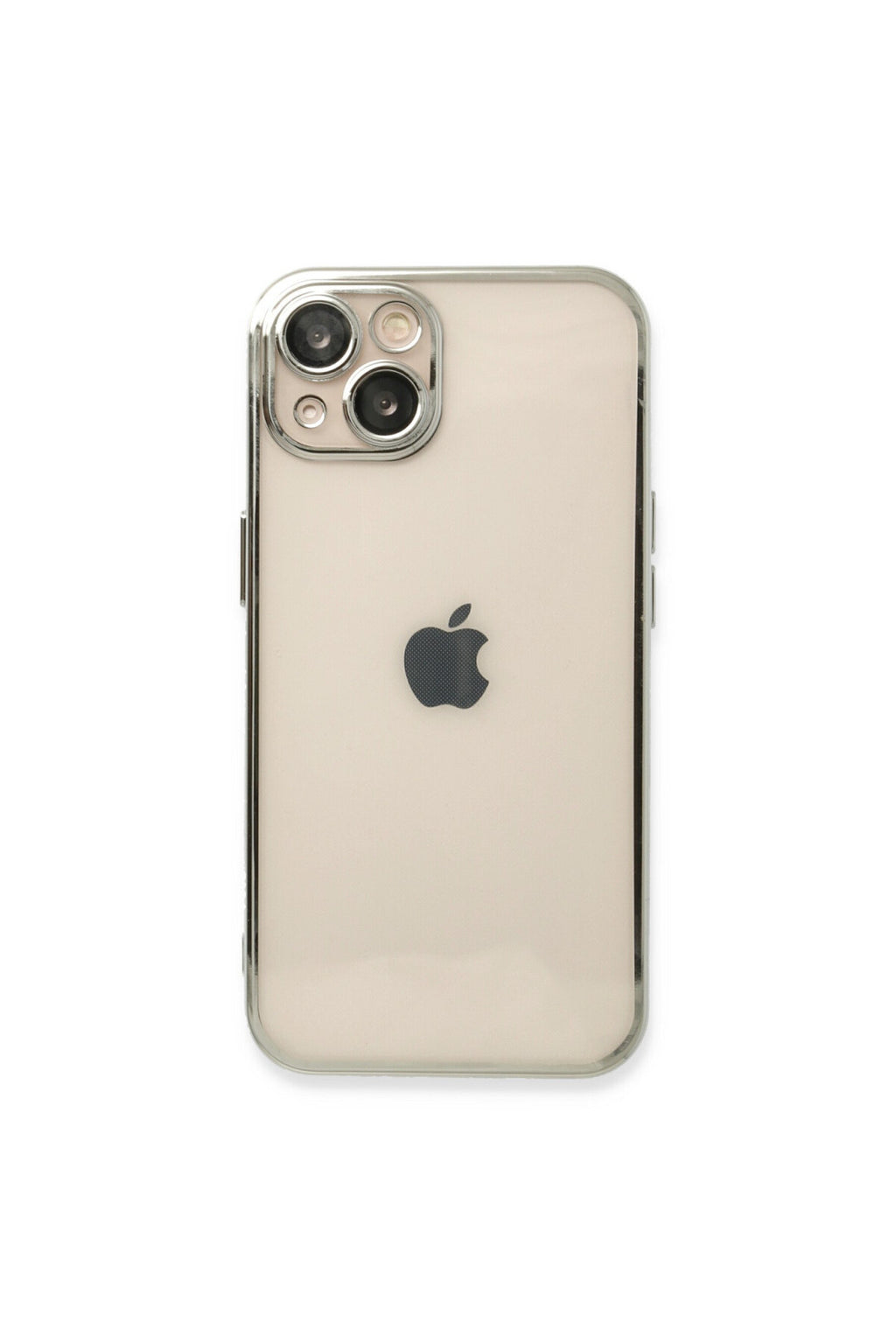 Apple iPhone 14 Plus Uyumlu Kılıf Lensli Silikon - Gümüş