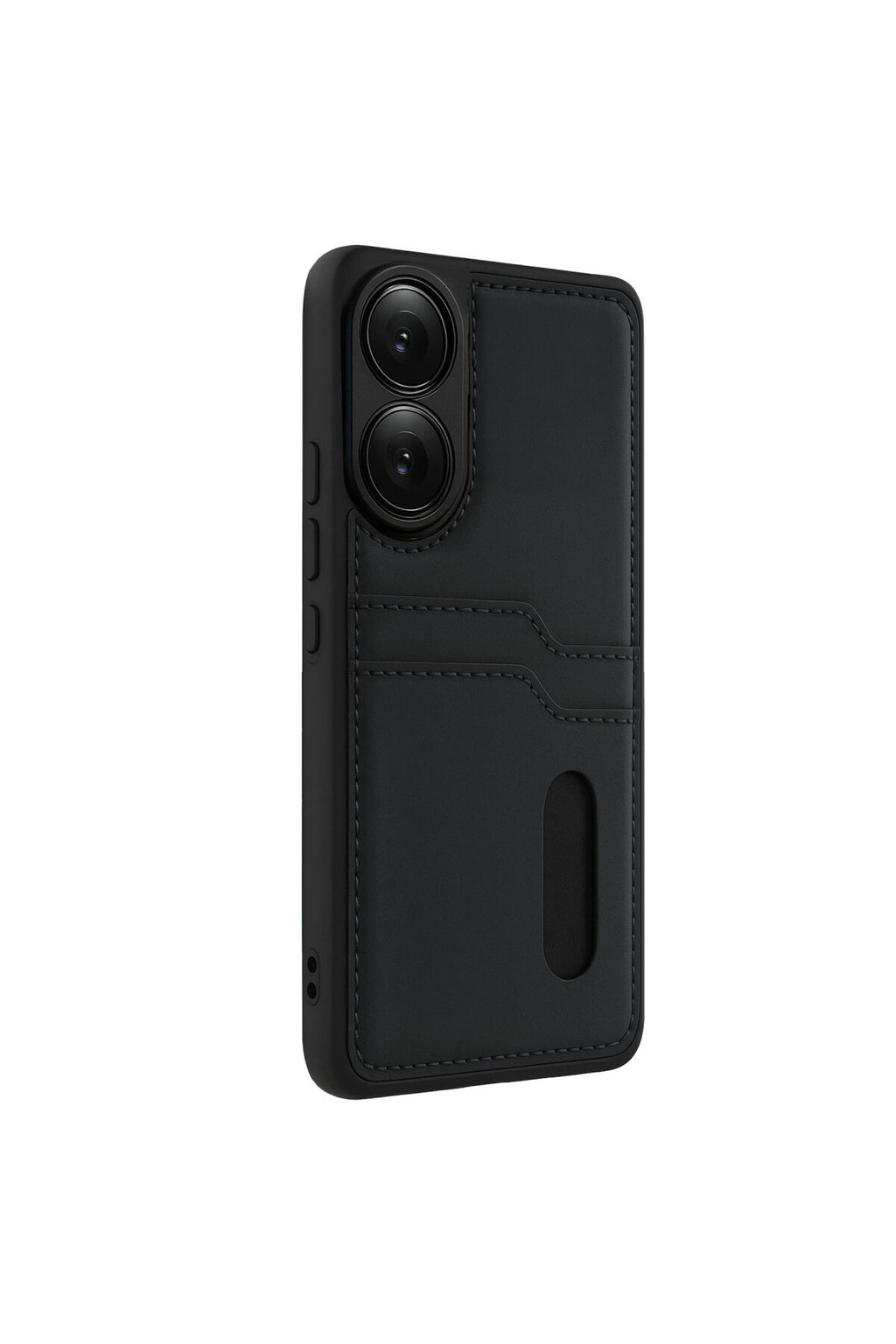 Oppo A38 Uyumlu Sara Kartvizitli Deri Kılıf - Siyah
