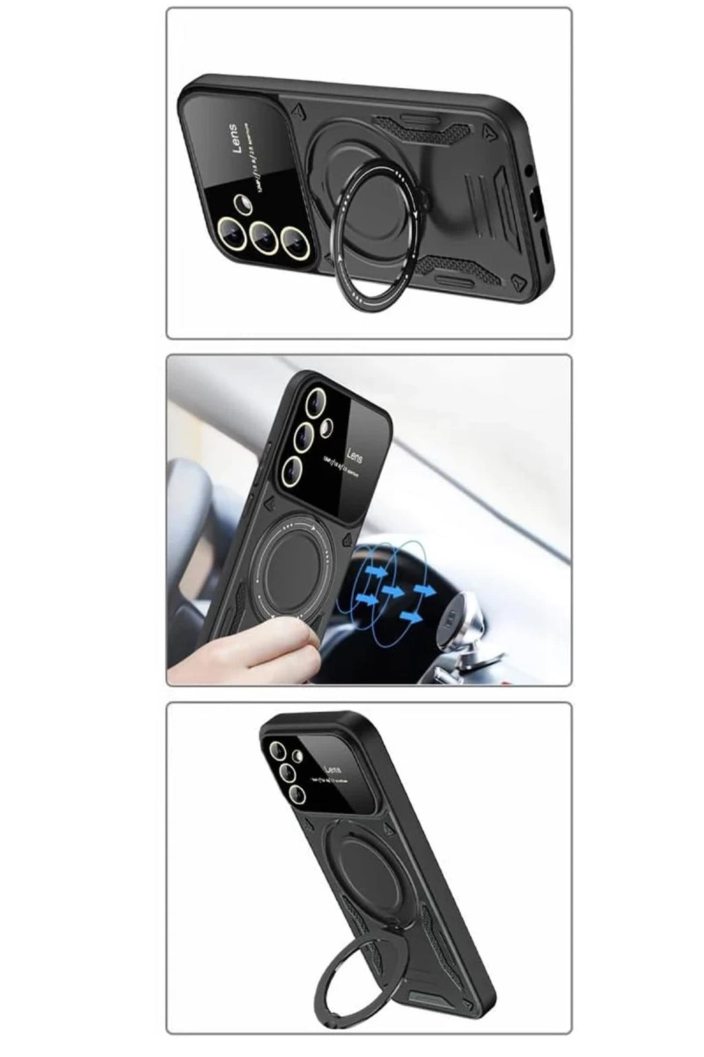 Samsung Galaxy S24 FE Uyumlu Kılıf Joy Lens Standlı Kapak - Mor