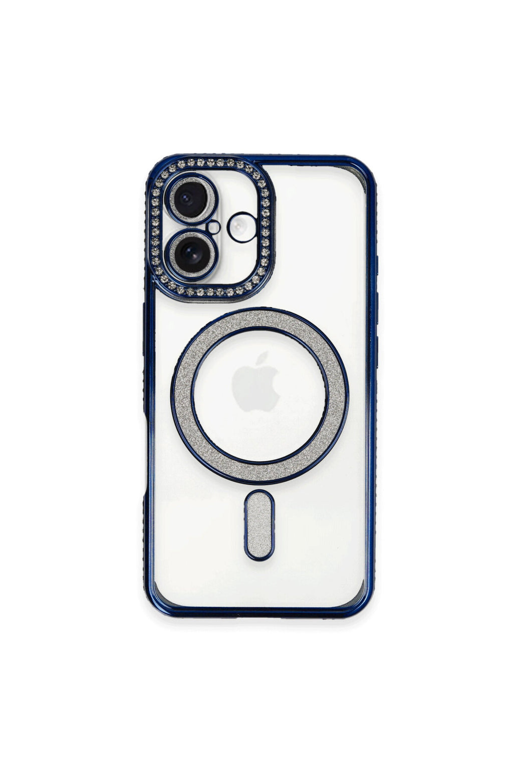 Apple iPhone 16 Plus Uyumlu Kılıf Joke Simli Magneticsafe Kılıf - Lacivert