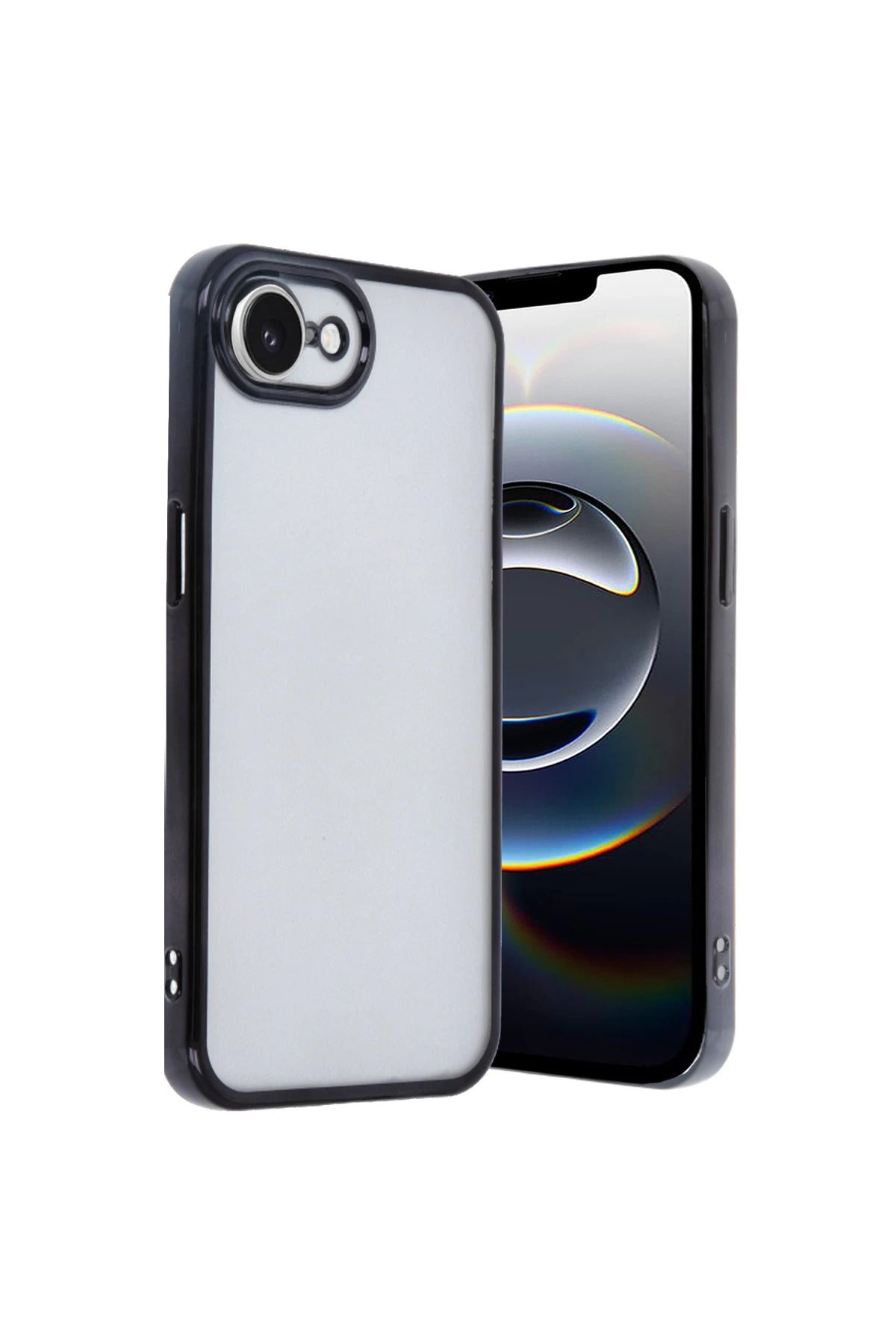 Apple iPhone 16E Uyumlu Kılıf Lensli Silikon - Siyah