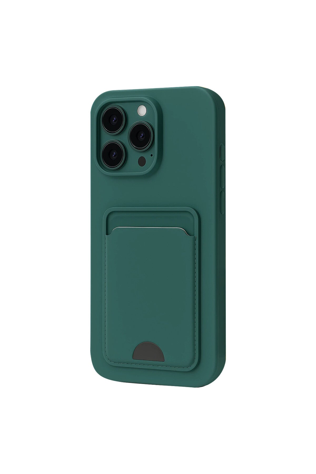 Apple iPhone 16 Pro Uyumlu Kılıf Kelvin Kartvizitli Silikon - Koyu Yeşil