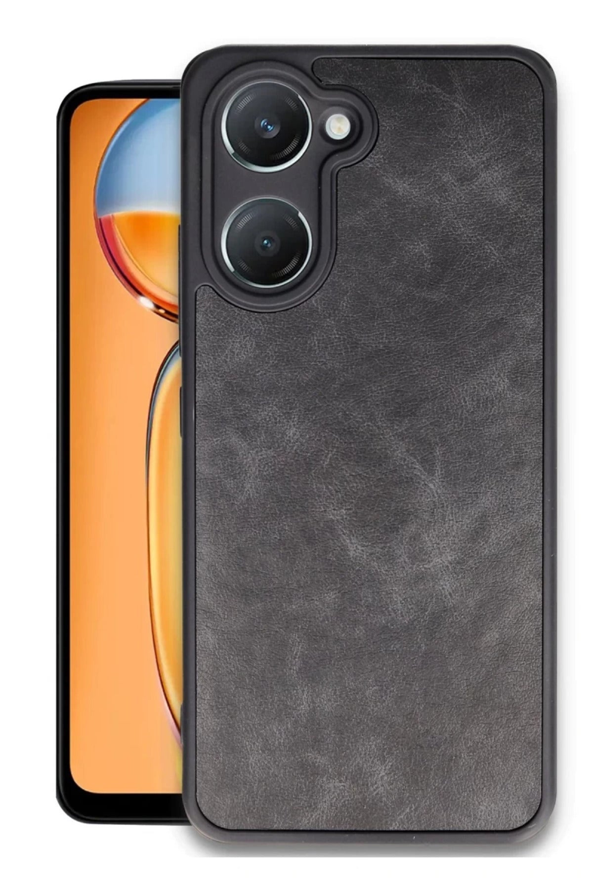 Vivo Y18 Uyumlu Kılıf Aras Deri Kapak - Siyah