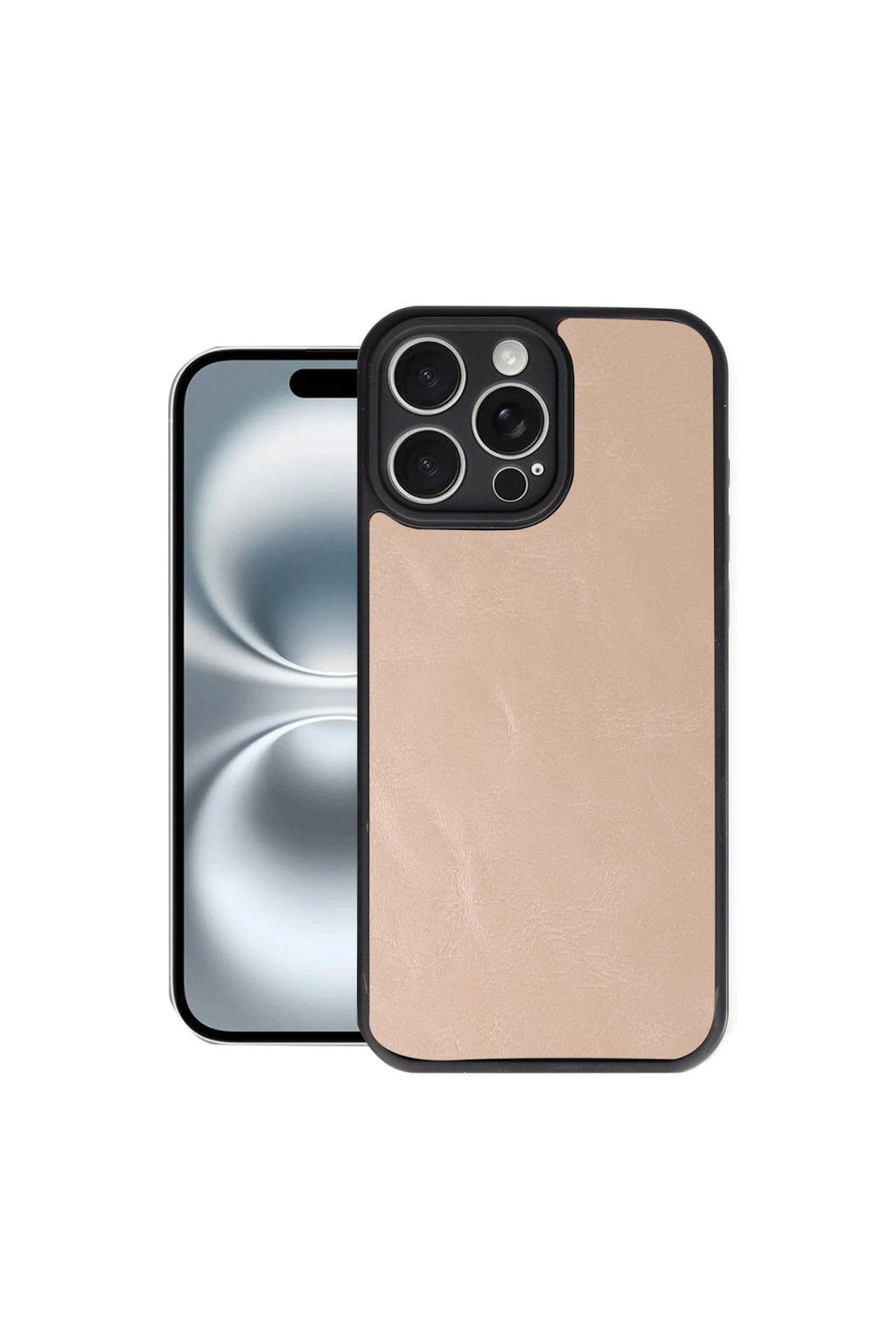 Apple iPhone 16 Pro Max Uyumlu Kılıf Aras Deri Kapak - Pudra
