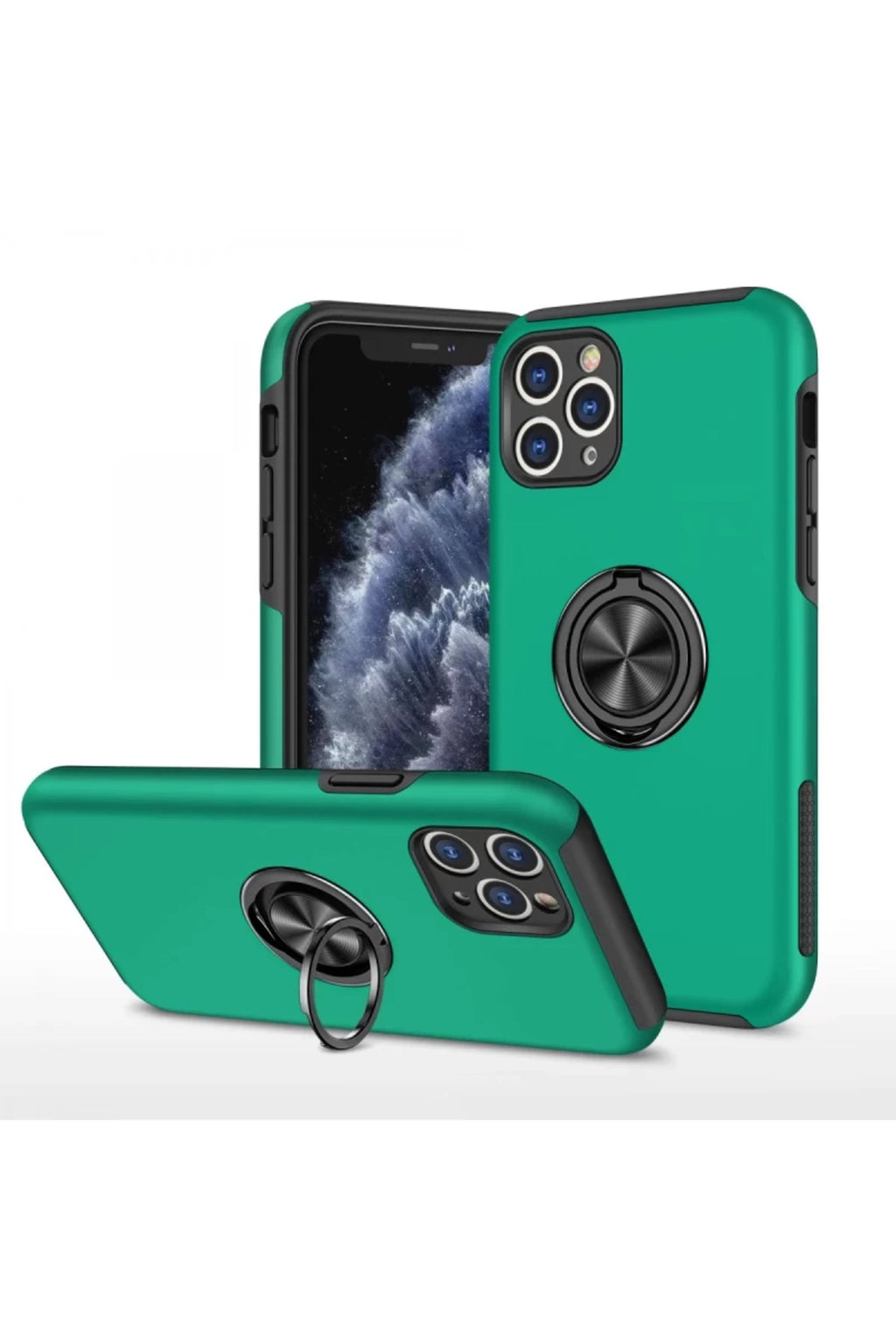 Apple iPhone 11 Pro Max Uyumlu Kılıf Elit Yüzüklü Kapak - Yeşil