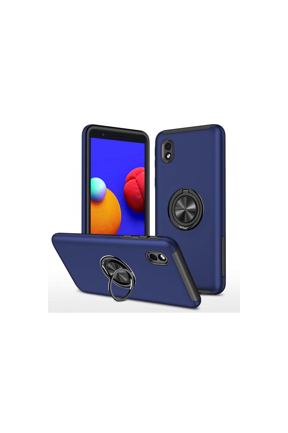 Samsung Galaxy A01 Core Uyumlu Kılıf Elit Yüzüklü Kapak - Lacivert