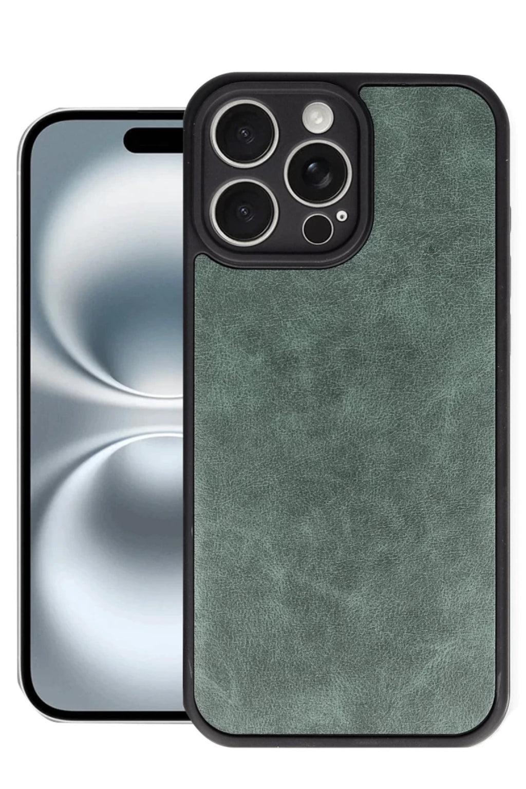 Apple iPhone 16 Pro Max Uyumlu Kılıf Aras Deri Kapak - Koyu Yeşil