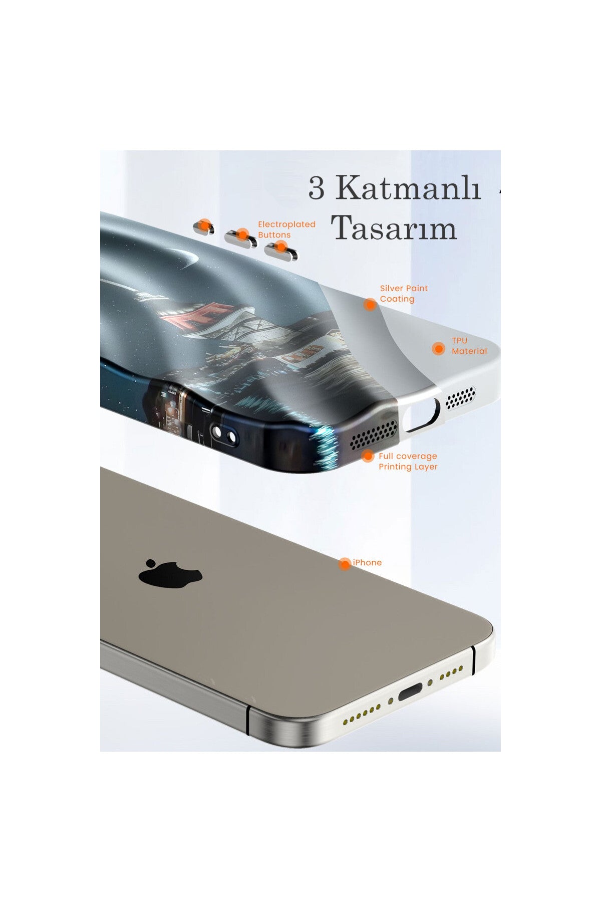 Apple iPhone 14 Pro Uyumlu Kılıf Crew Desenli Kapak - Galata Kulesi