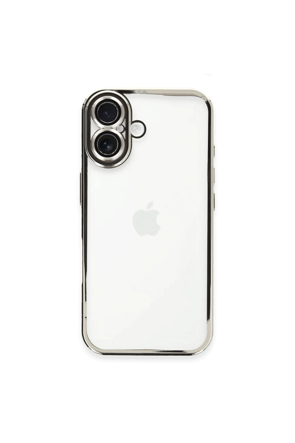 Apple iPhone 16 Uyumlu Kılıf Lensli Silikon - Gümüş