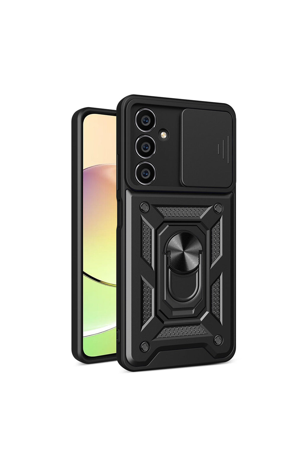 Samsung Galaxy A05S Uyumlu Kılıf Pars Lens Yüzüklü Silikon - Siyah