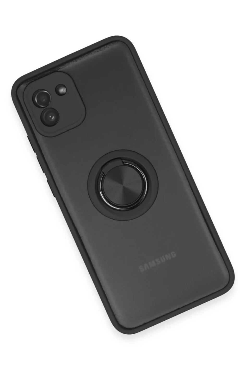 Samsung Galaxy A03 Uyumlu Kılıf Montreal Yüzüklü Silikon Kapak - Siyah