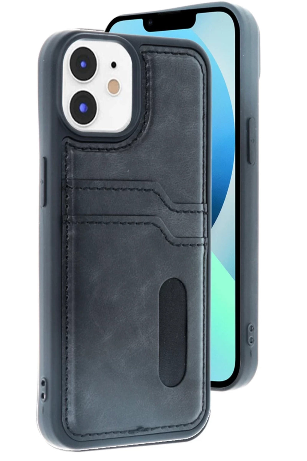 Apple iPhone 11 Uyumlu Kılıf Sara Kartvizitli Deri Kılıf - Siyah
