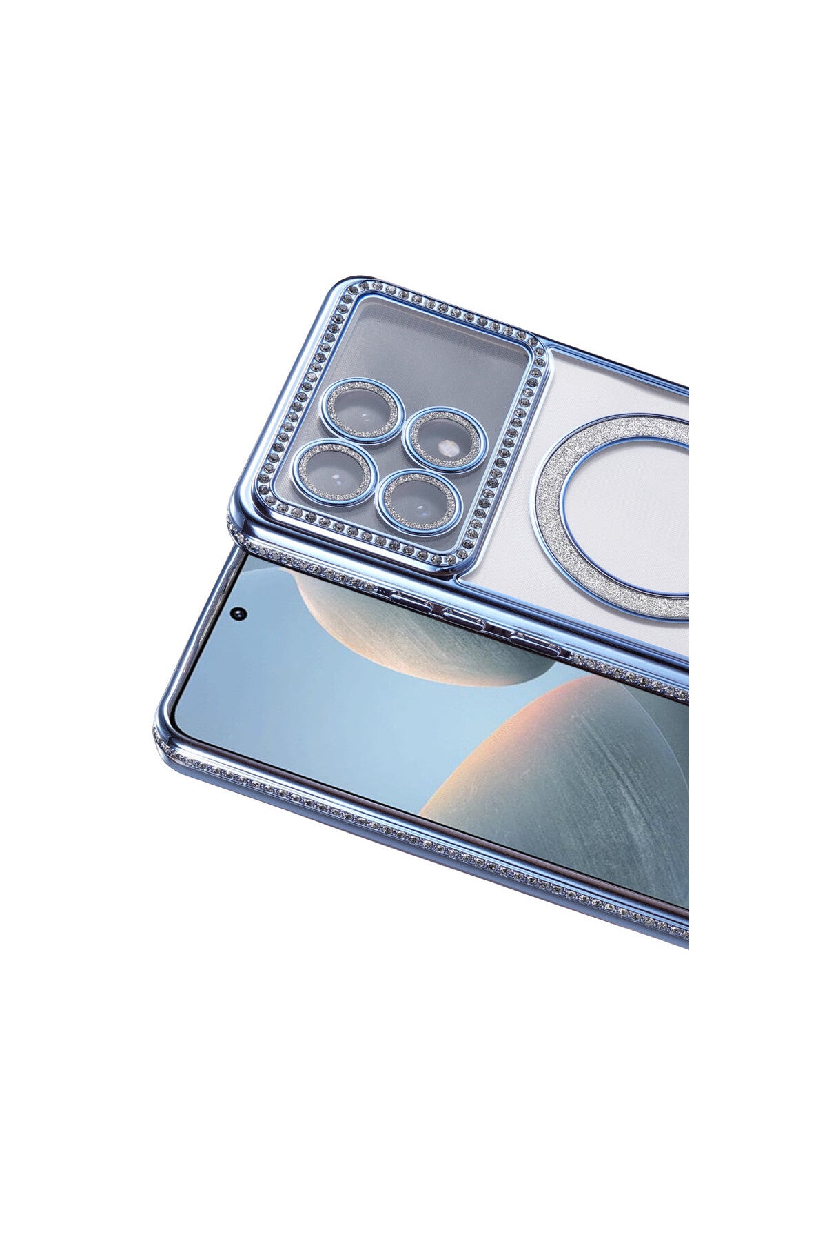 Xiaomi Poco X6 Pro Uyumlu Joke Simli Magneticsafe Kılıf - Mavi