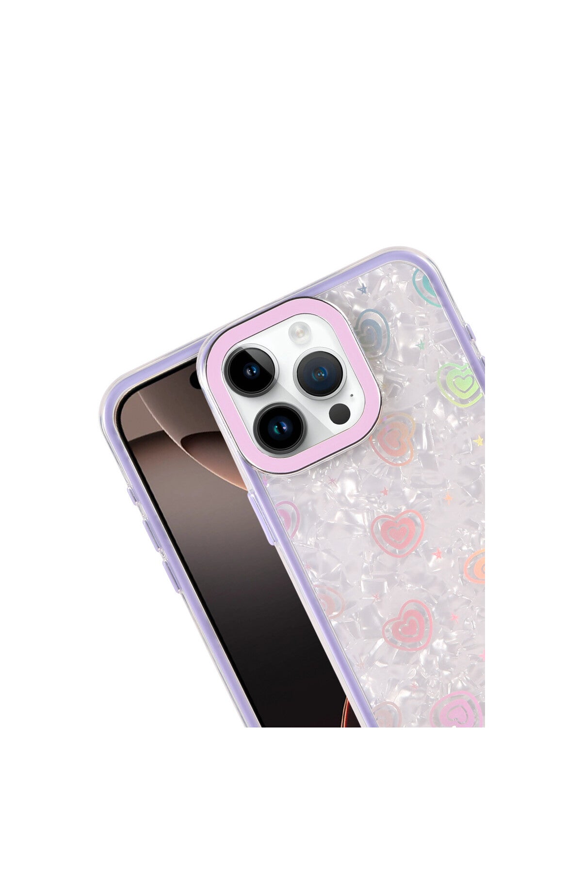 Apple iPhone 15 Pro Uyumlu Lumi Desenli Kapak - Mor