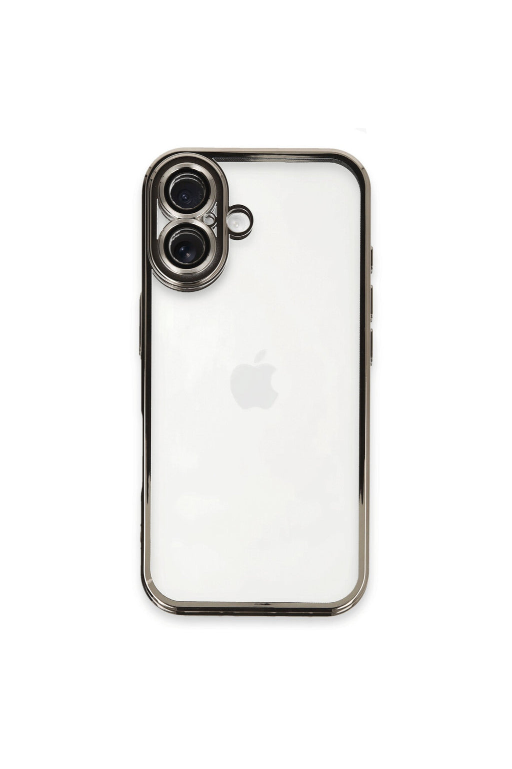 Apple iPhone 16 Uyumlu Kılıf Lensli Silikon - Titanyum Gri