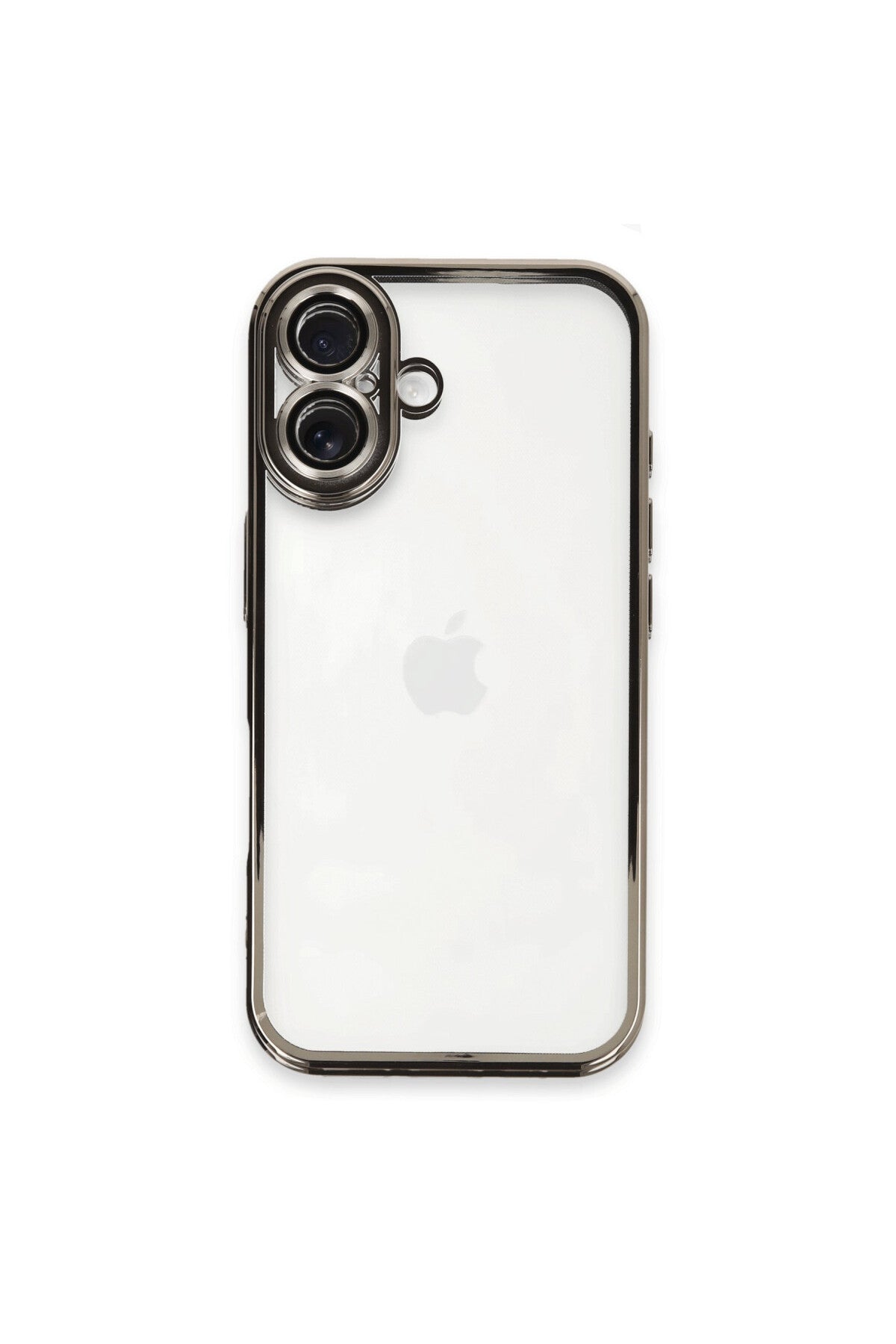 Apple iPhone 16 Uyumlu Kılıf Lensli Silikon - Titanyum Gri