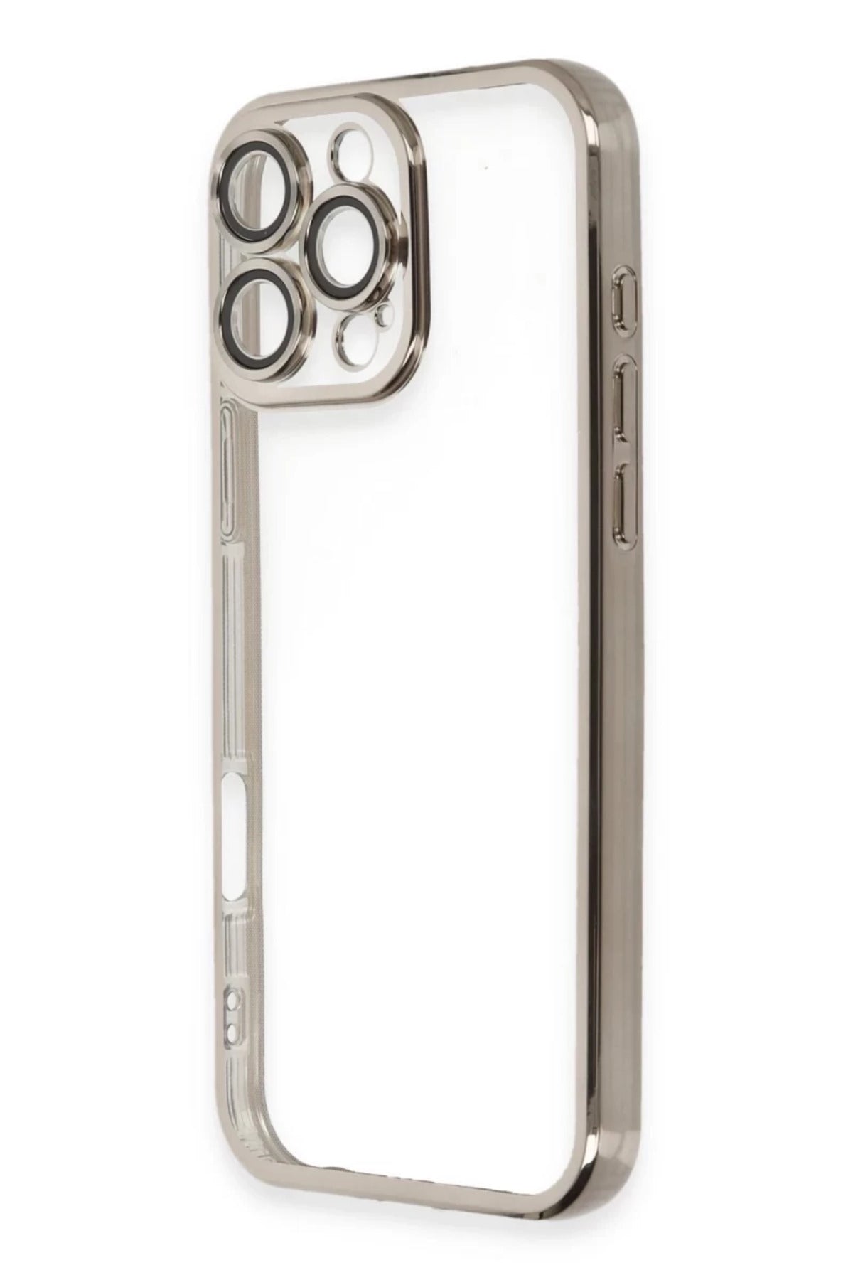Apple iPhone 16 Pro Max Uyumlu Kılıf Lensli Silikon - Titanyum Gri