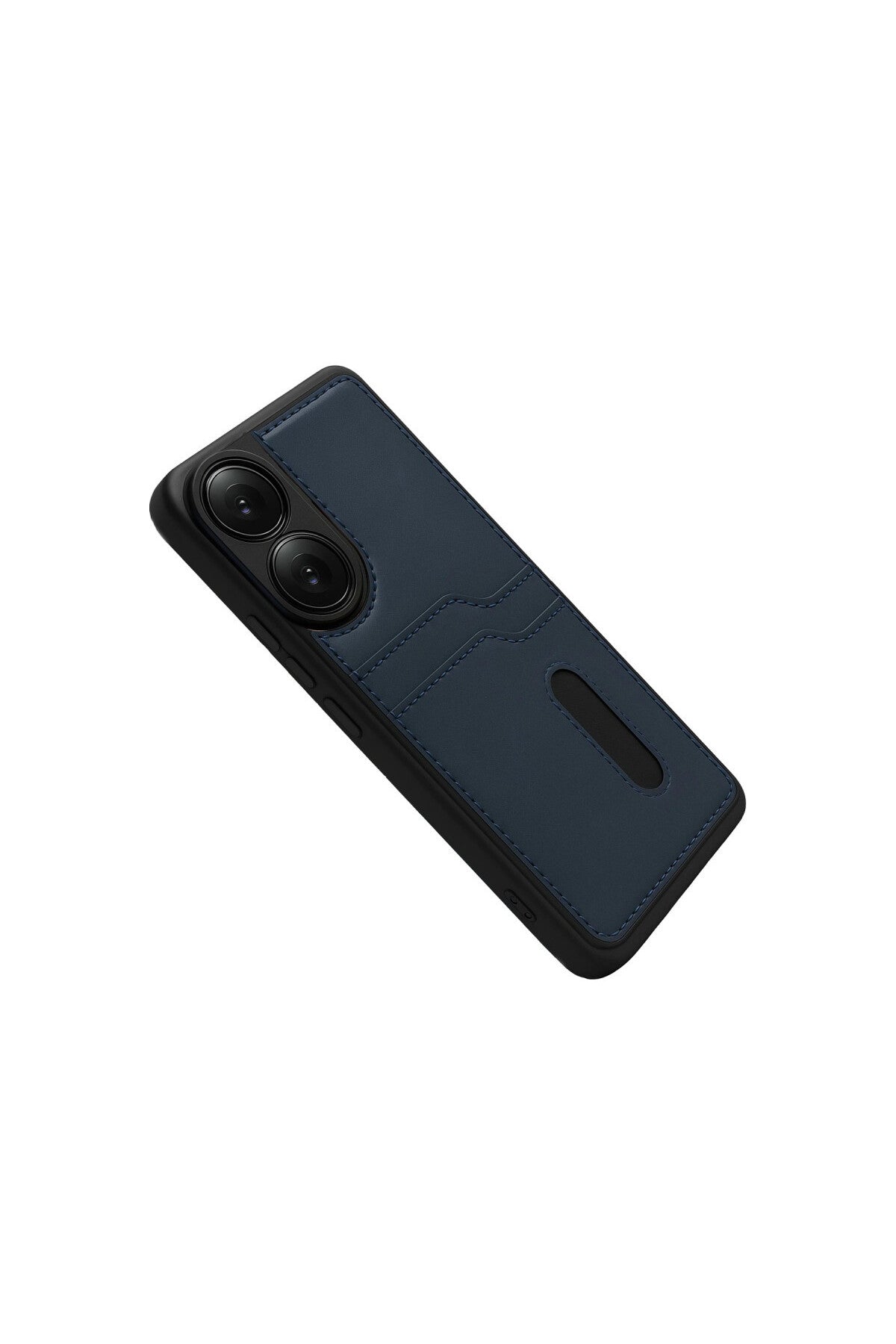 Oppo A38 Uyumlu Sara Kartvizitli Deri Kılıf - Lacivert